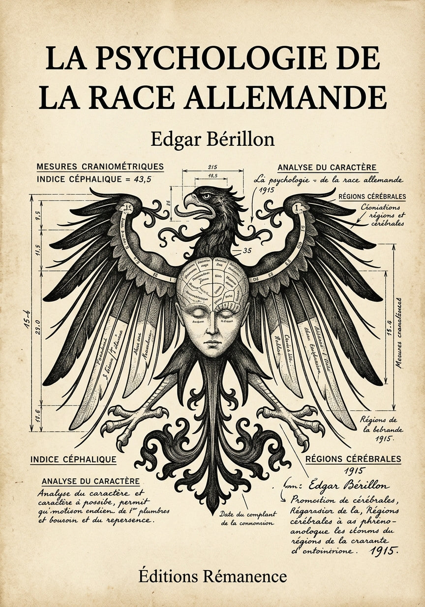 Livre La Psychologie de la race allemande par Edgar Bérillon - Couverture - Editions Remanence