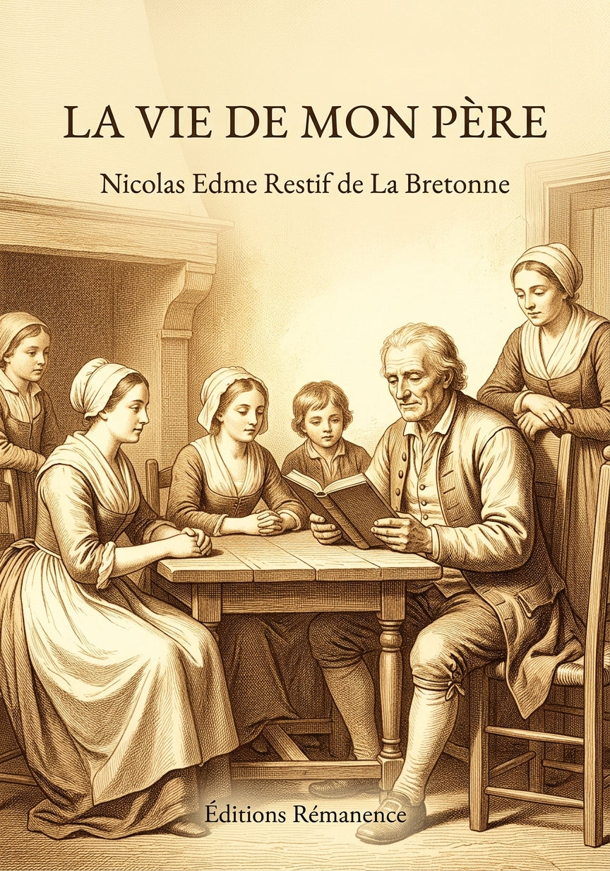 Livre La Vie de mon père par Nicolas Edme Restif de La Bretonne - Couverture - Editions Remanence