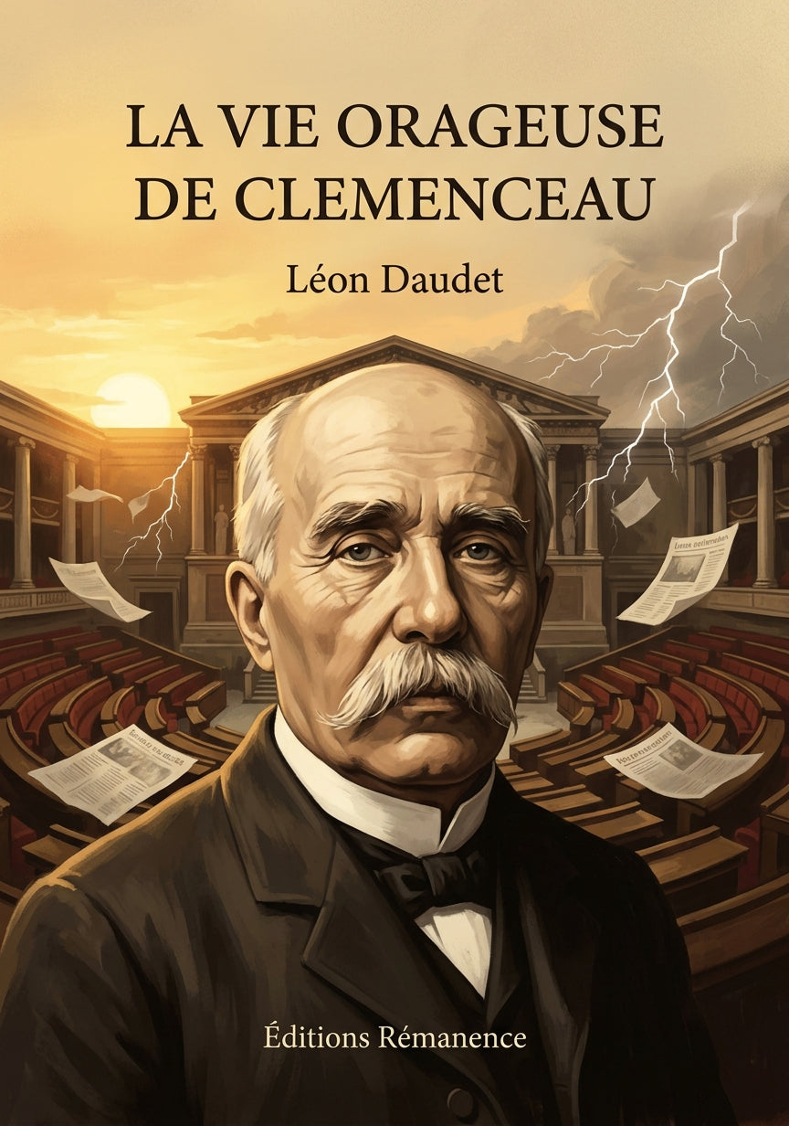 Livre La vie orageuse de Clemenceau par Léon Daudet - Couverture - Editions Remanence