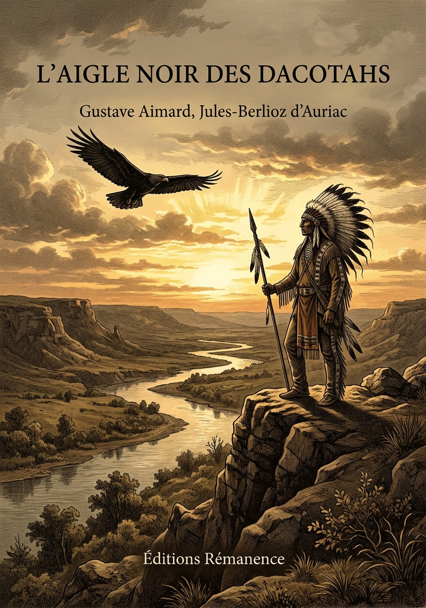 Livre L’Aigle noir des Dacotahs par Gustave Aimard, Jules-Berlioz d’Auriac - Couverture - Editions Remanence