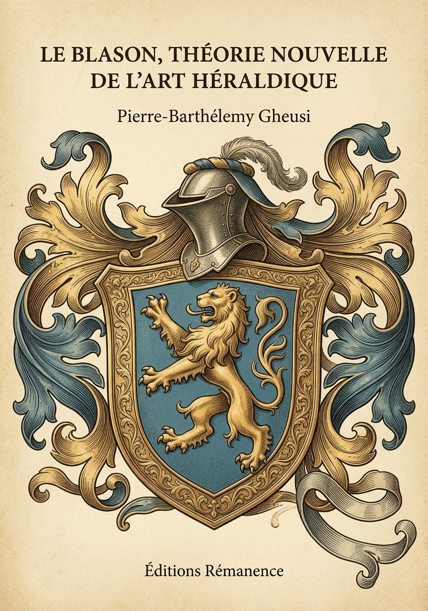 Livre Le Blason, Théorie nouvelle de l'art héraldique par Pierre-Barthélemy Gheusi - Couverture - Editions Remanence