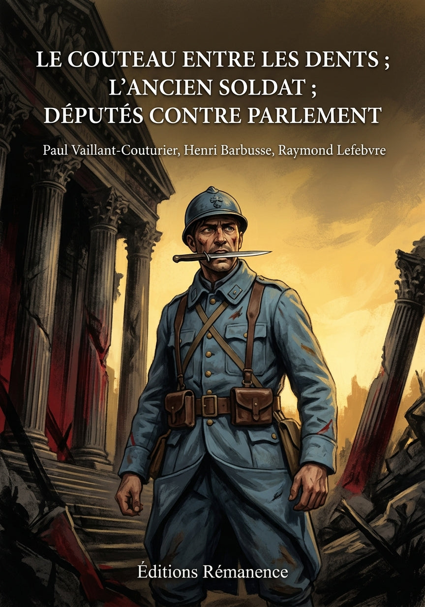 Livre Le Couteau entre les dents ; L’Ancien soldat ; Députés contre parlement par Paul Vaillant-Couturier, Henri Barbusse, Raymond Lefebvre - Couverture - Editions Remanence