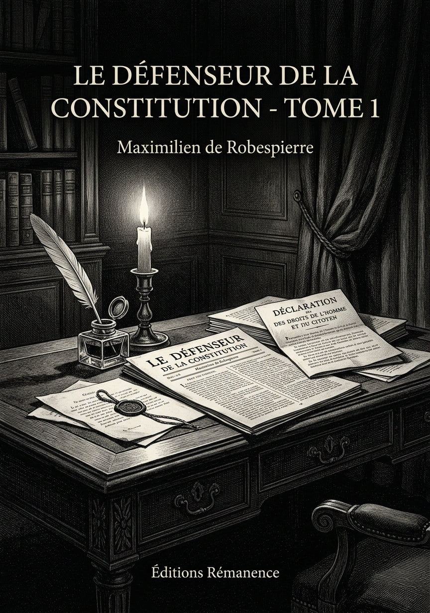 Livre Le Défenseur de la Constitution - Tome 1 par Maximilien de Robespierre - Couverture - Editions Remanence