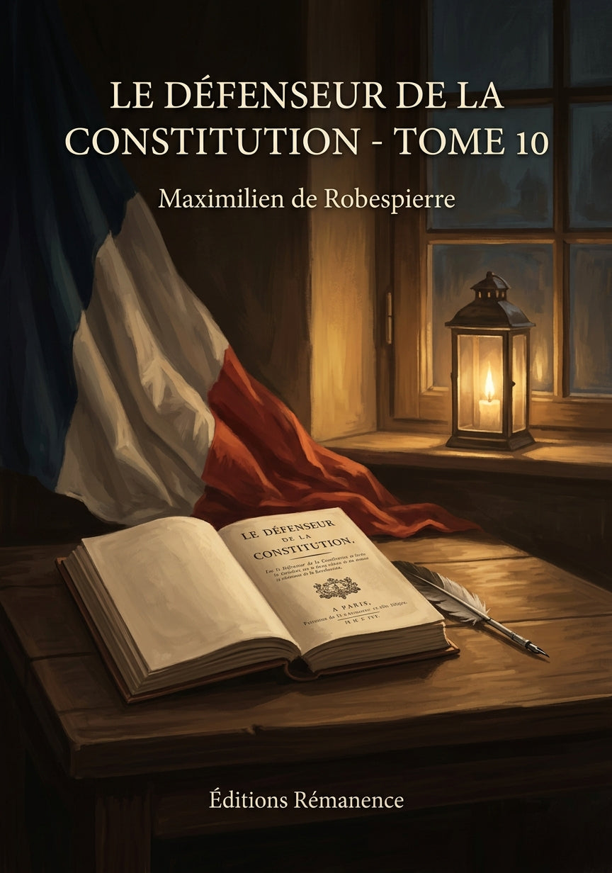 Livre Le Défenseur de la Constitution - Tome 10 par Maximilien de Robespierre - Couverture - Editions Remanence