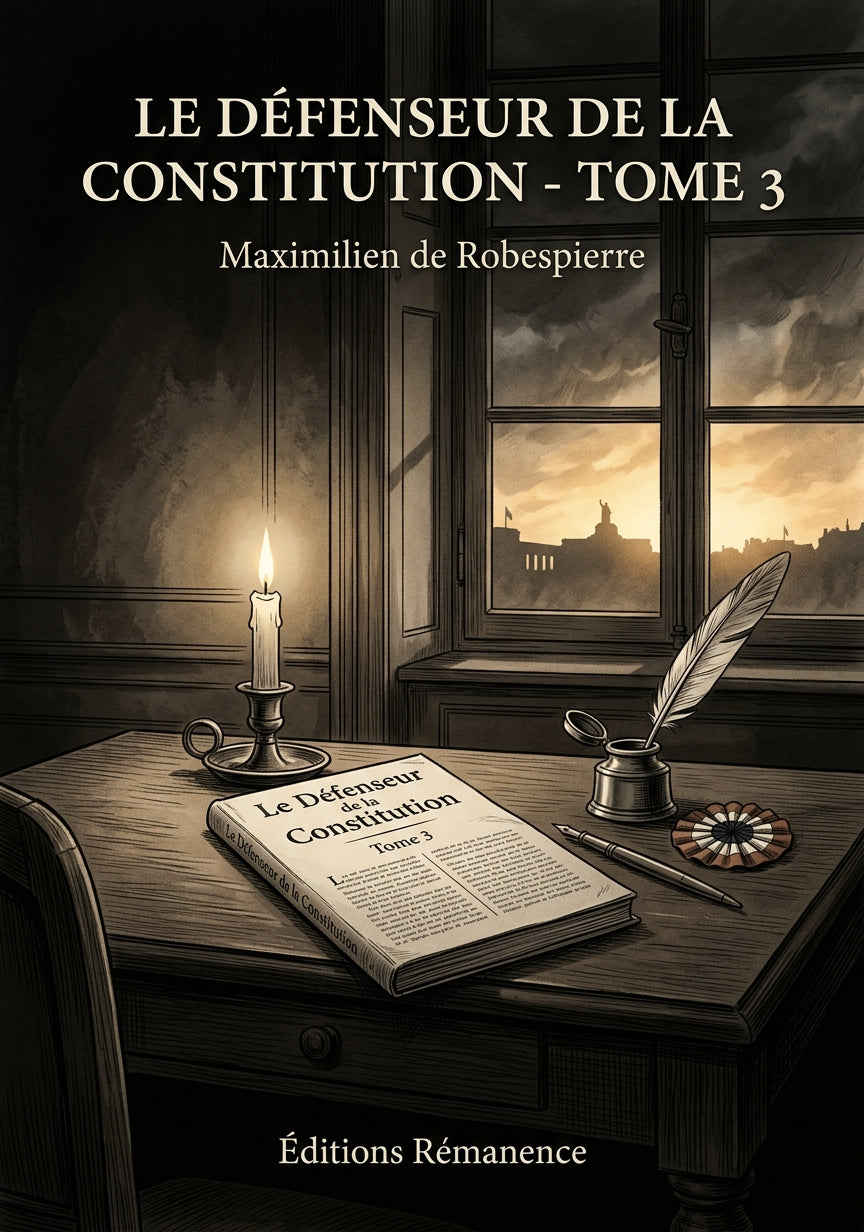 Livre Le Défenseur de la Constitution - Tome 3 par Maximilien de Robespierre - Couverture - Editions Remanence