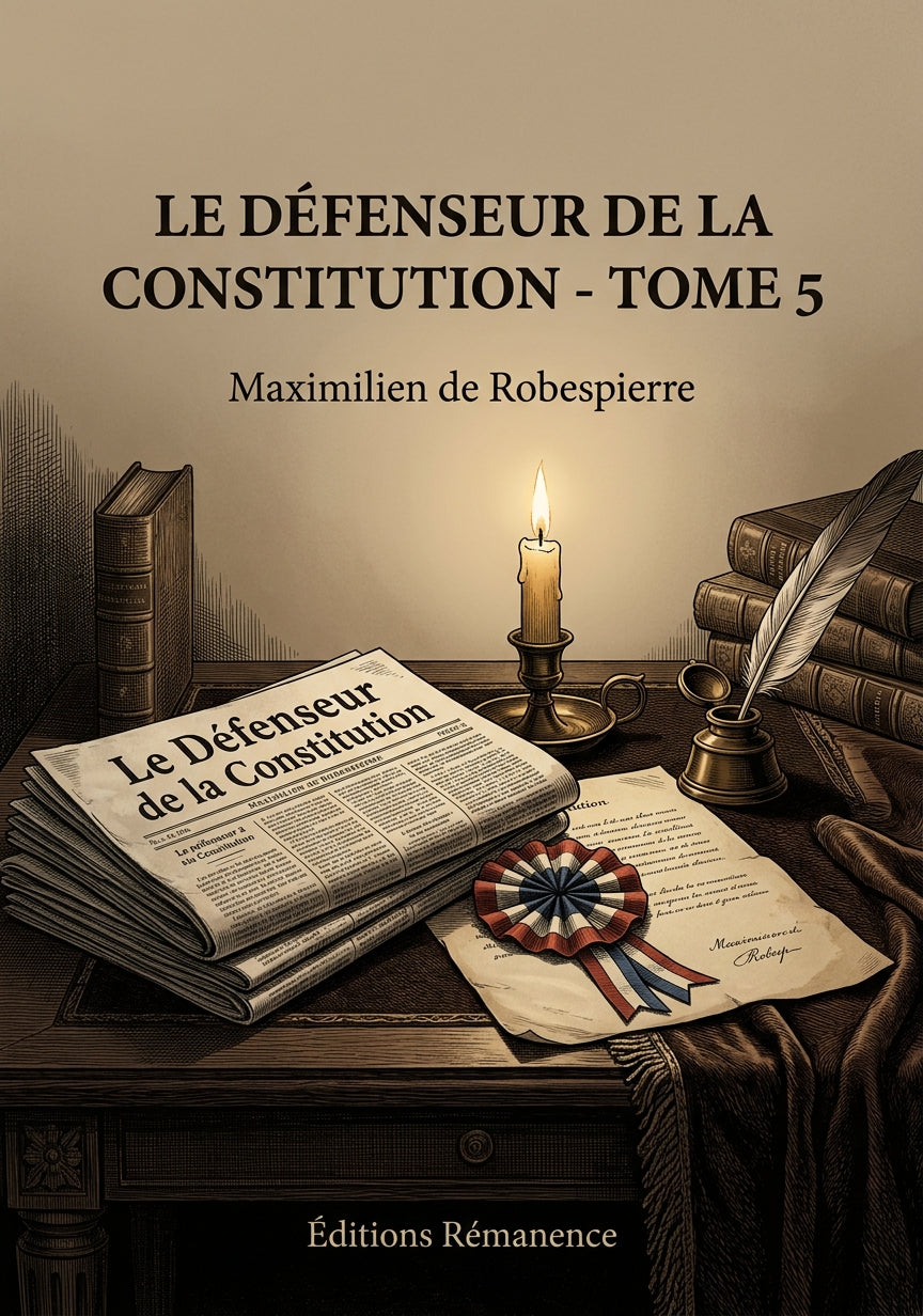 Livre Le Défenseur de la Constitution - Tome 5 par Maximilien de Robespierre - Couverture - Editions Remanence