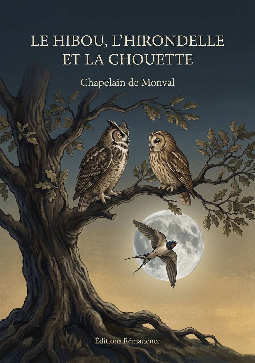 Livre Le Hibou, l’hirondelle et la chouette par Chapelain de Monval - Couverture - Editions Remanence