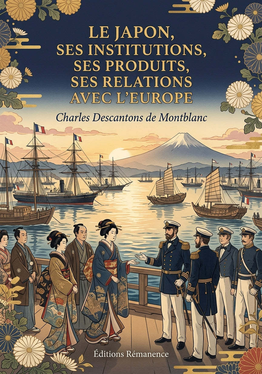 Livre Le Japon, ses institutions, ses produits, ses relations avec l’Europe par Charles Descantons de Montblanc - Couverture - Editions Remanence