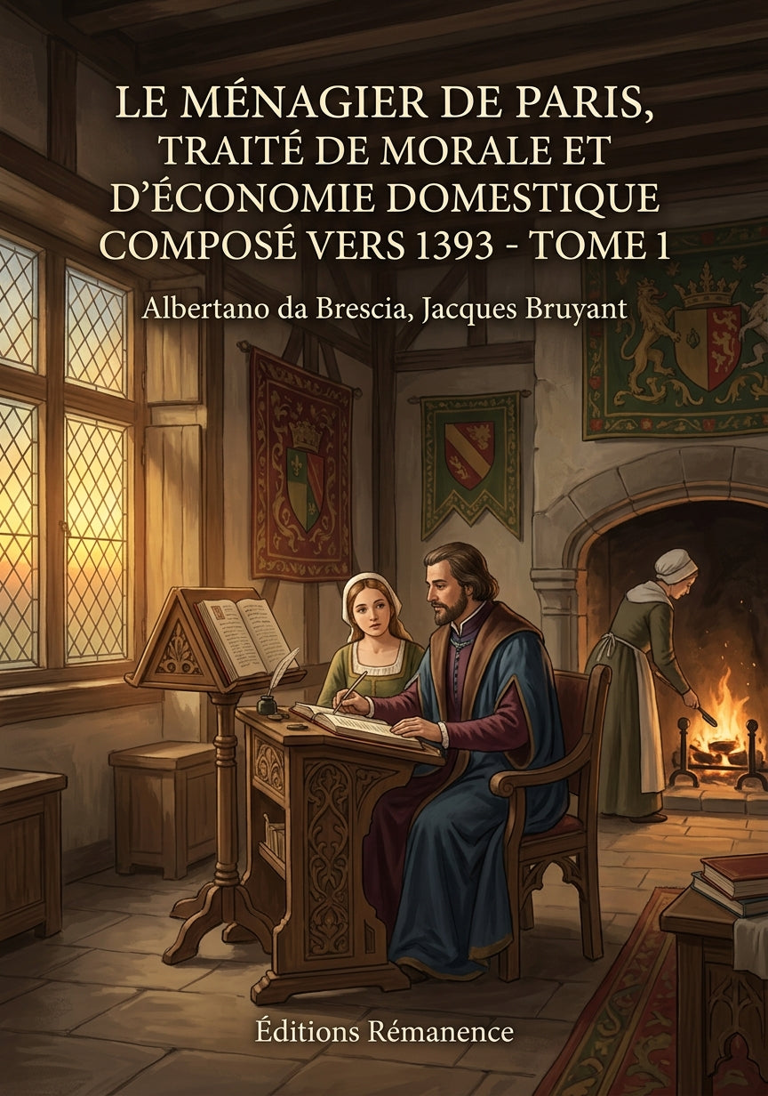Livre Le ménagier de Paris, traité de morale et d'économie domestique composé vers 1393 - Tome 1 par Albertano da Brescia, Jacques Bruyant - Couverture - Editions Remanence