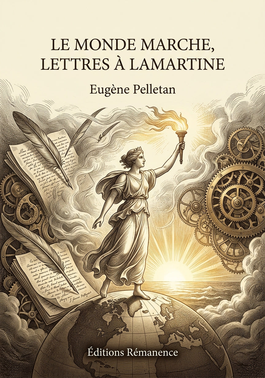 Livre Le Monde marche, Lettres à Lamartine par Eugène Pelletan - Couverture - Editions Remanence
