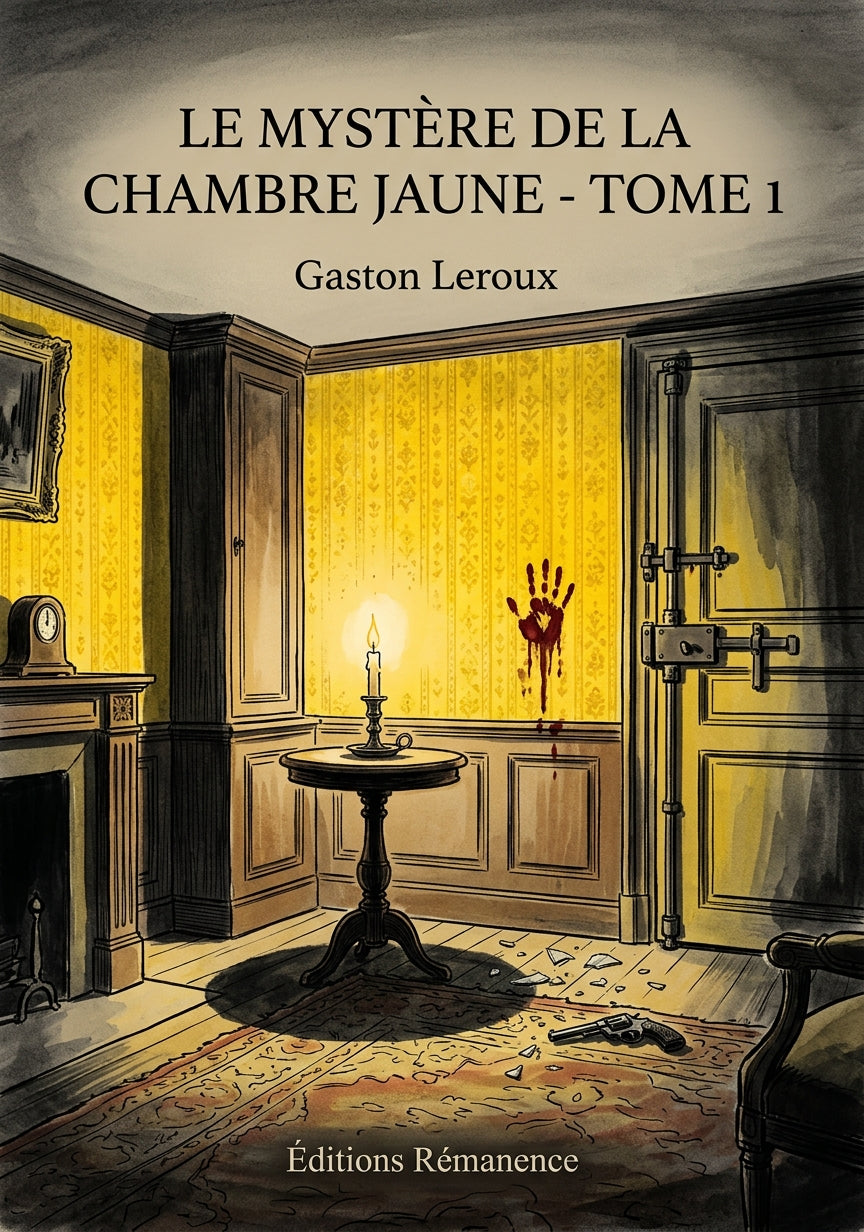 Livre Le Mystère de la chambre jaune - Tome 1 par Gaston Leroux - Couverture - Editions Remanence