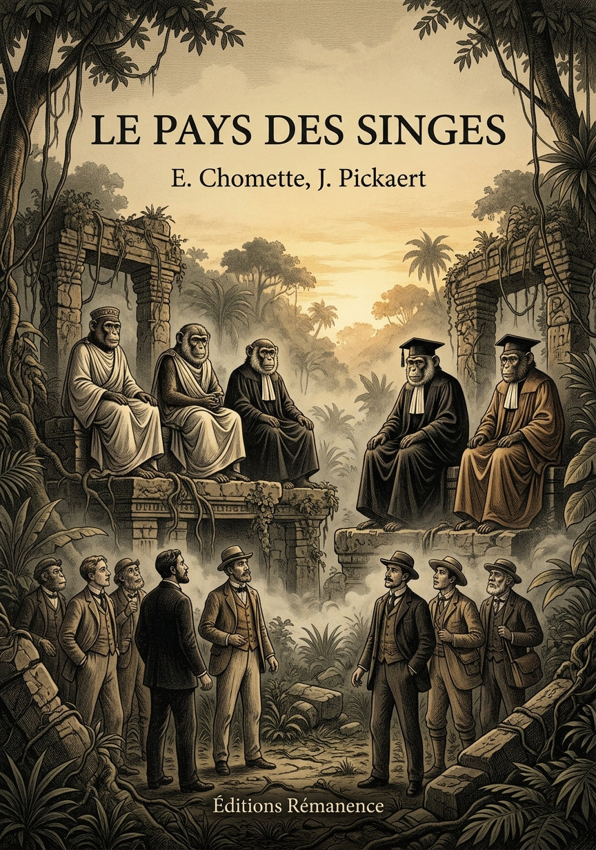 Livre Le Pays des singes par E. Chomette, J. Pickaert - Couverture - Editions Remanence