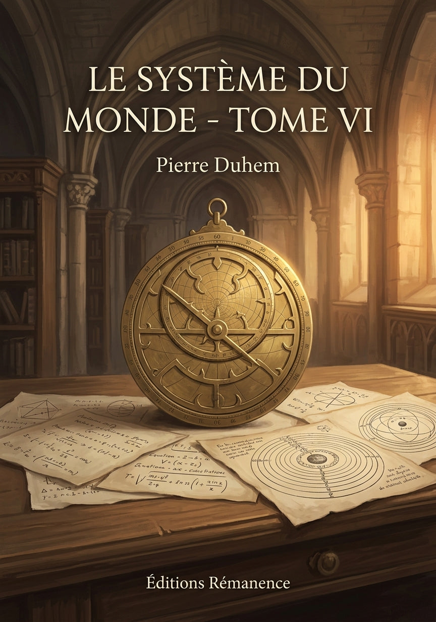 Livre Le Système du Monde - Tome VI par Pierre Duhem - Couverture - Editions Remanence