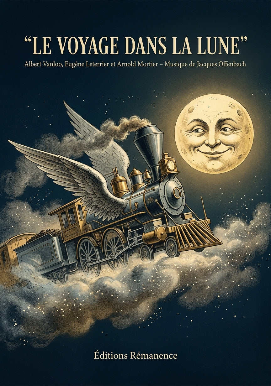 Livre Le Voyage dans la Lune par Albert Vanloo, Eugène Leterrier et Arnold Mortier – Musique de Jacques Offenbach - Couverture - Editions Remanence