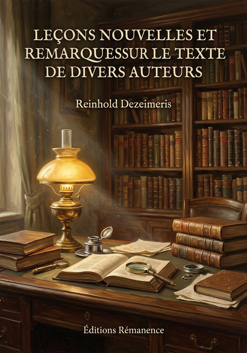 Livre Leçons nouvelles et remarques sur le texte de divers auteurs par Reinhold Dezeimeris - Couverture - Editions Remanence