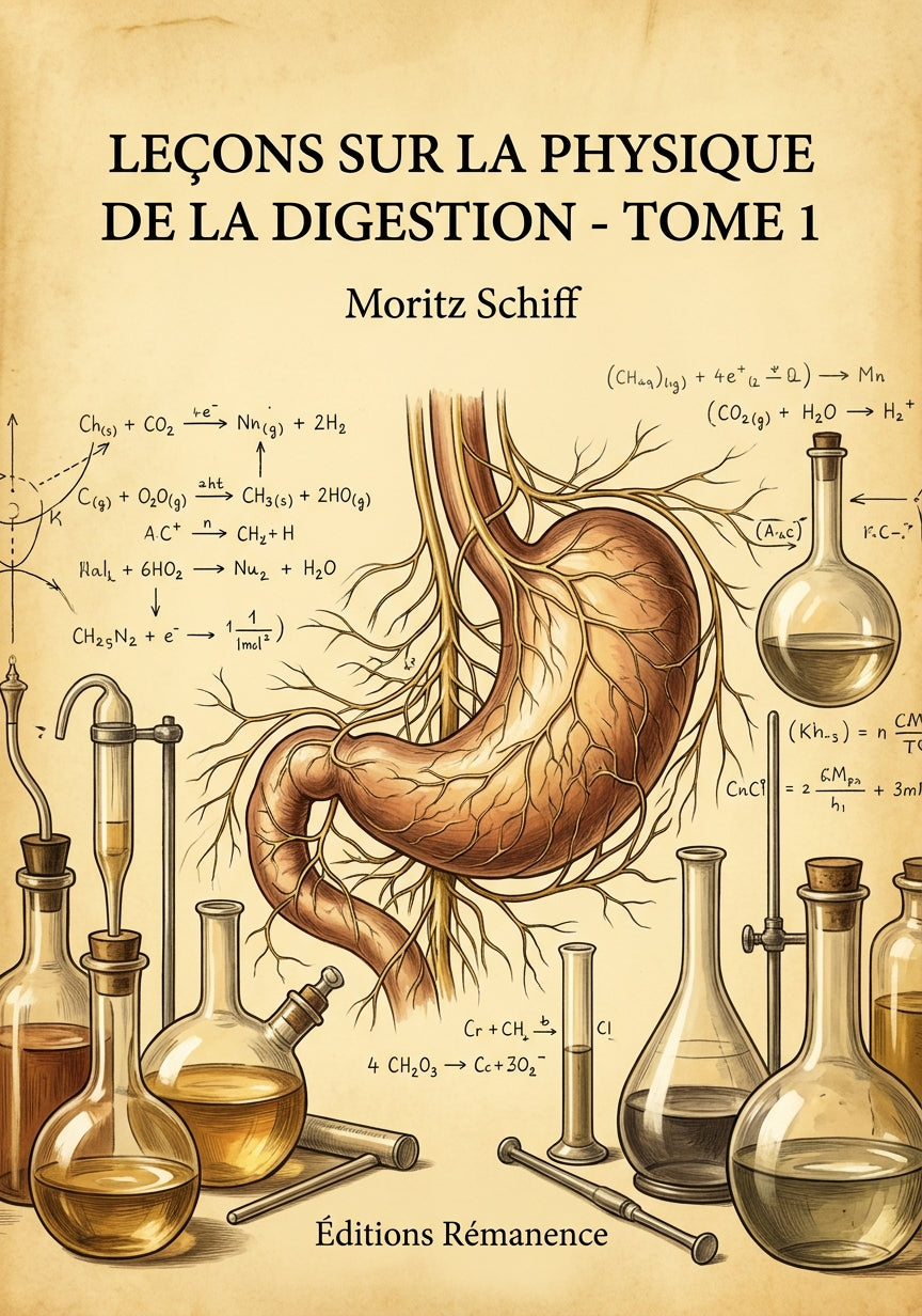 Livre Leçons sur la physique de la digestion - Tome 1 par Moritz Schiff - Couverture - Editions Remanence