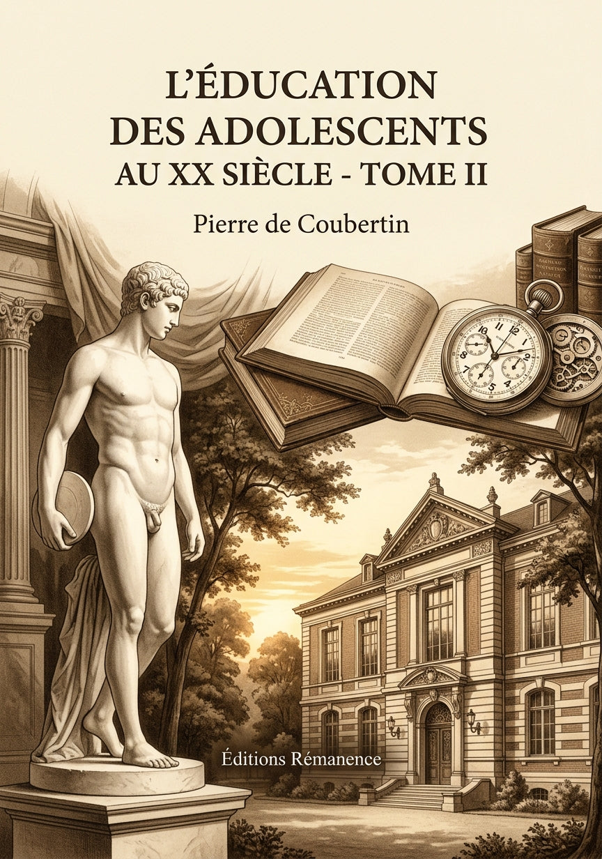 Livre L’Éducation des adolescents au XX siècle - Tome II par Pierre de Coubertin - Couverture - Editions Remanence