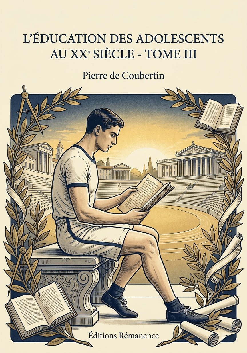 Livre L’Éducation des adolescents au XX siècle - Tome III par Pierre de Coubertin - Couverture - Editions Remanence