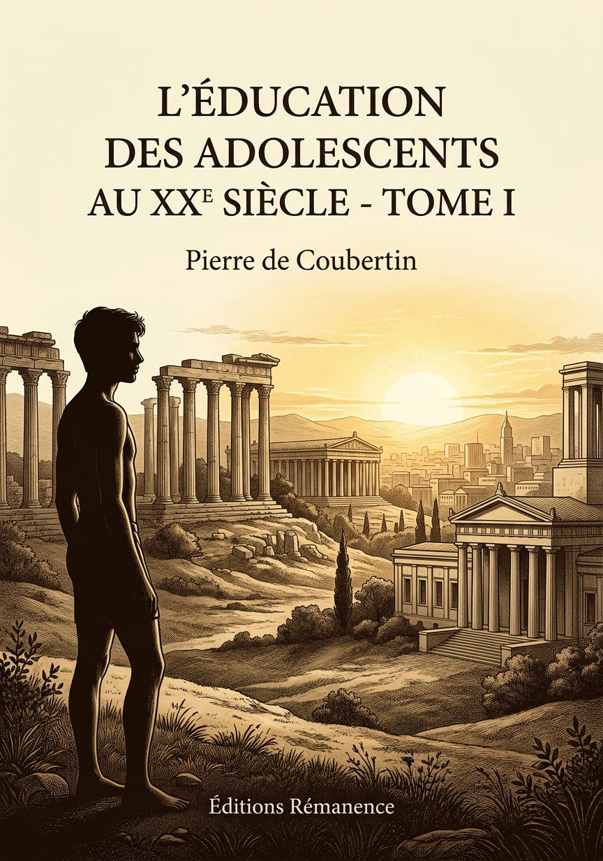 Livre L’Éducation des adolescents au XXe siècle - Tome I par Pierre de Coubertin - Couverture - Editions Remanence