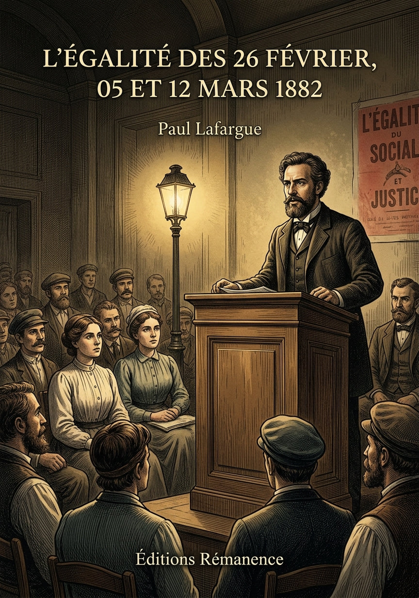 Livre L’Égalité des 26 février, 05 et 12 mars 1882 par Paul Lafargue - Couverture - Editions Remanence