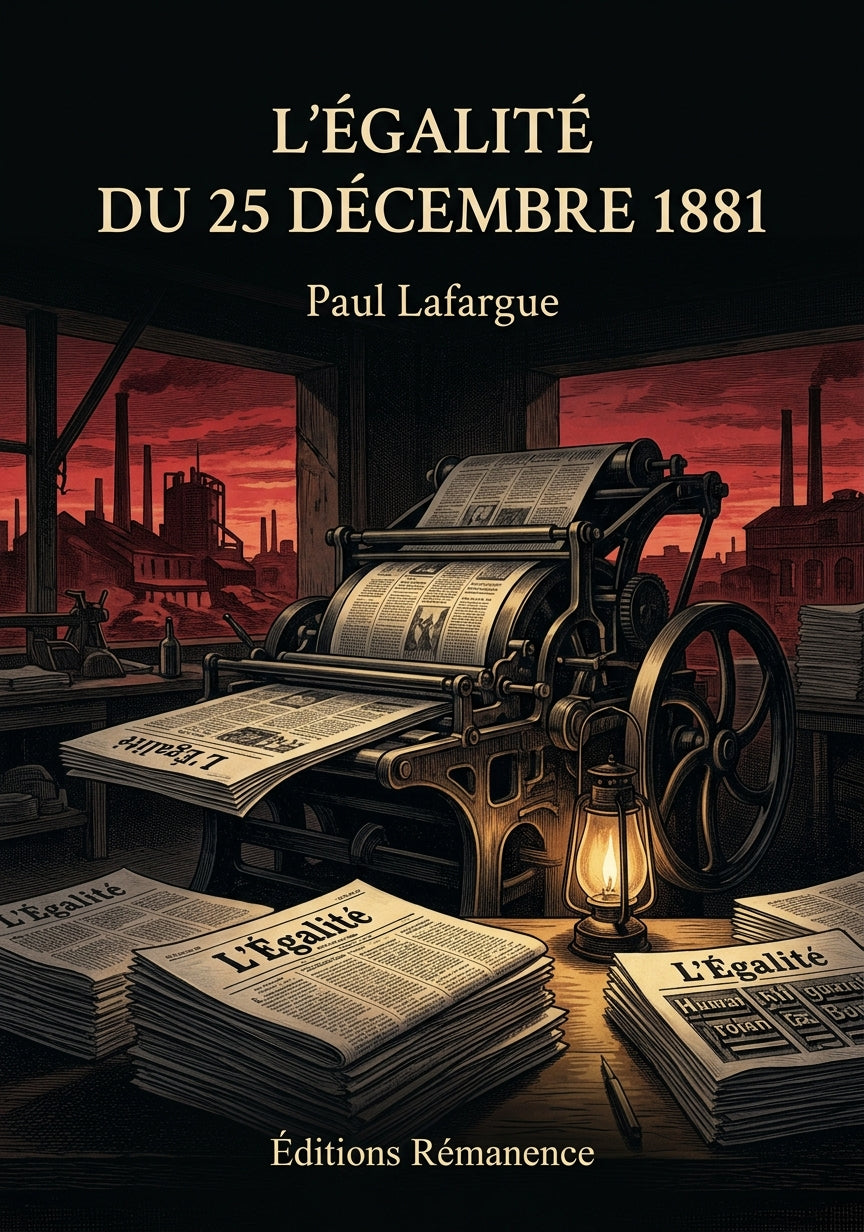 Livre L’Égalité du 25 décembre 1881 par Paul Lafargue - Couverture - Editions Remanence