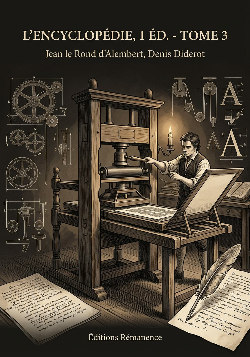 Livre L’Encyclopédie, 1 éd. - Tome 3 par Denis Diderot et Jean le Rond d’Alembert - Couverture - Editions Remanence