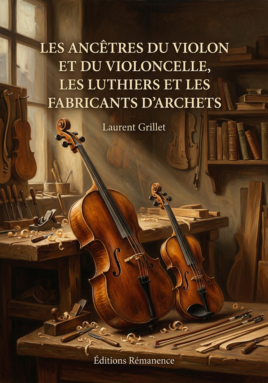 Livre Les ancêtres du violon et du violoncelle, les luthiers et les fabricants d’archets par Laurent Grillet - Couverture - Editions Remanence