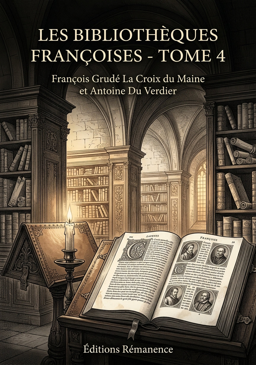 Livre Les Bibliothèques françoises - Tome 4 par François Grudé La Croix du Maine et Antoine Du Verdier - Couverture - Editions Remanence