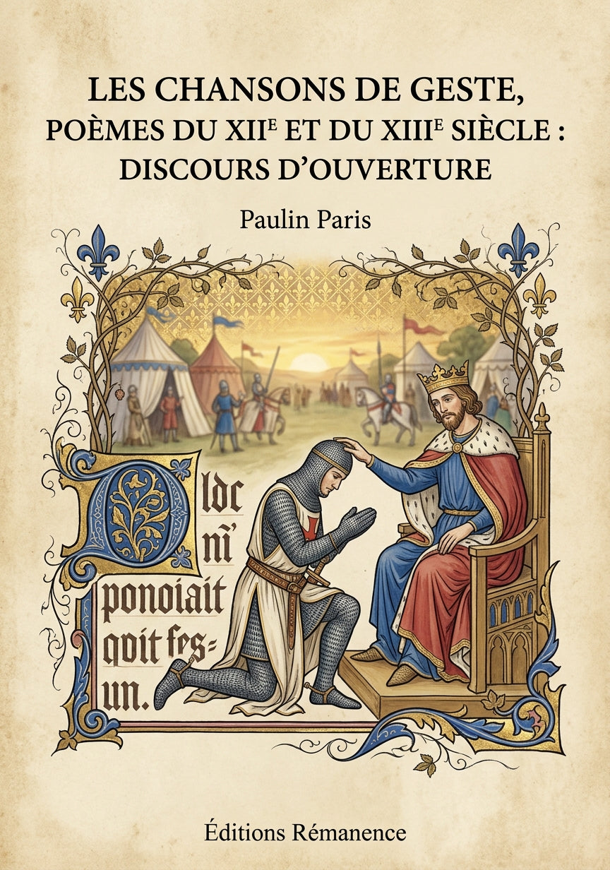 Livre Les chansons de geste, poèmes du XIIe et du XIIIe siècle : discours d’ouverture par Paulin Paris - Couverture - Editions Remanence
