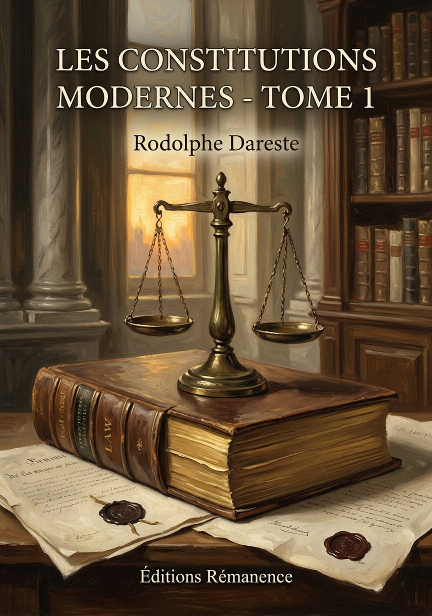 Livre Les Constitutions modernes - Tome 1 par Rodolphe Dareste - Couverture - Editions Remanence