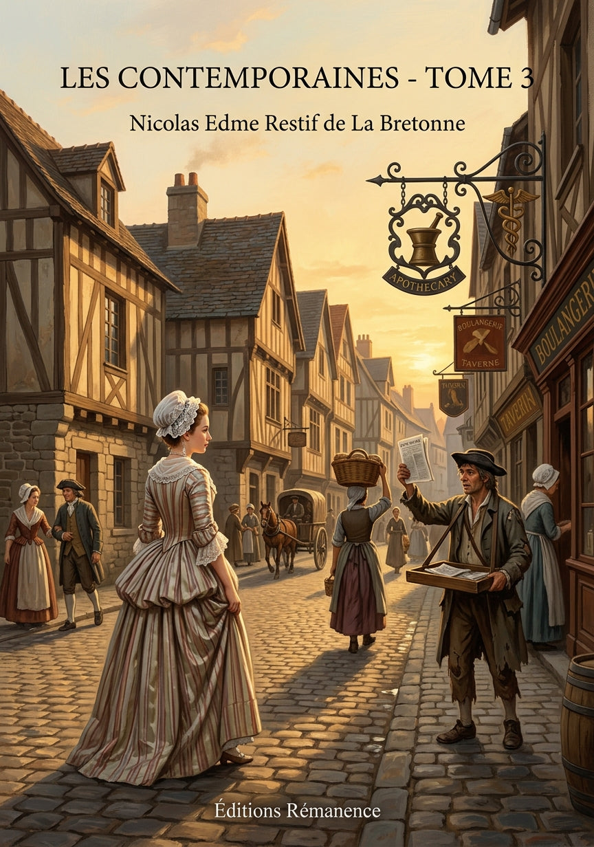 Livre Les Contemporaines - Tome 3 par Nicolas Edme Restif de La Bretonne - Couverture - Editions Remanence