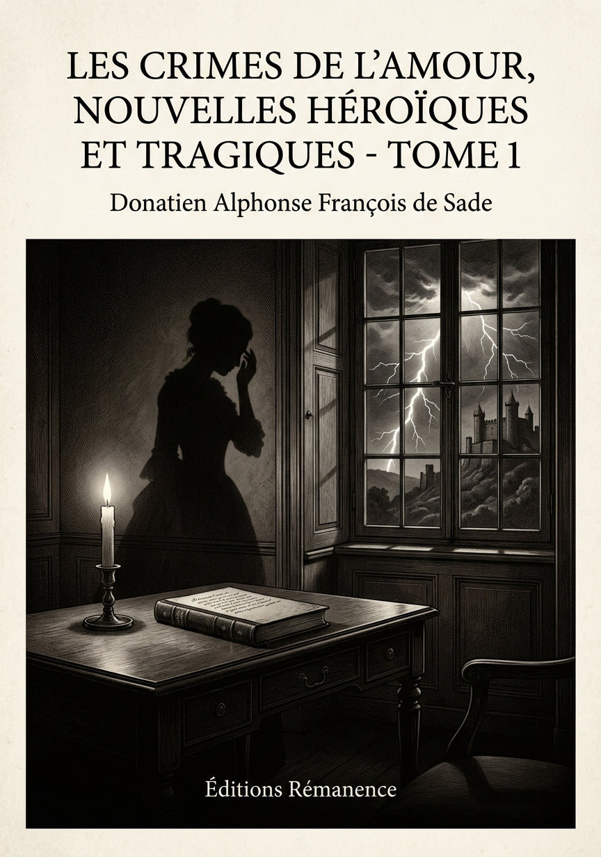 Livre Les crimes de l’amour, Nouvelles héroïques et tragiques - Tome 1 par Donatien Alphonse François de Sade - Couverture - Editions Remanence