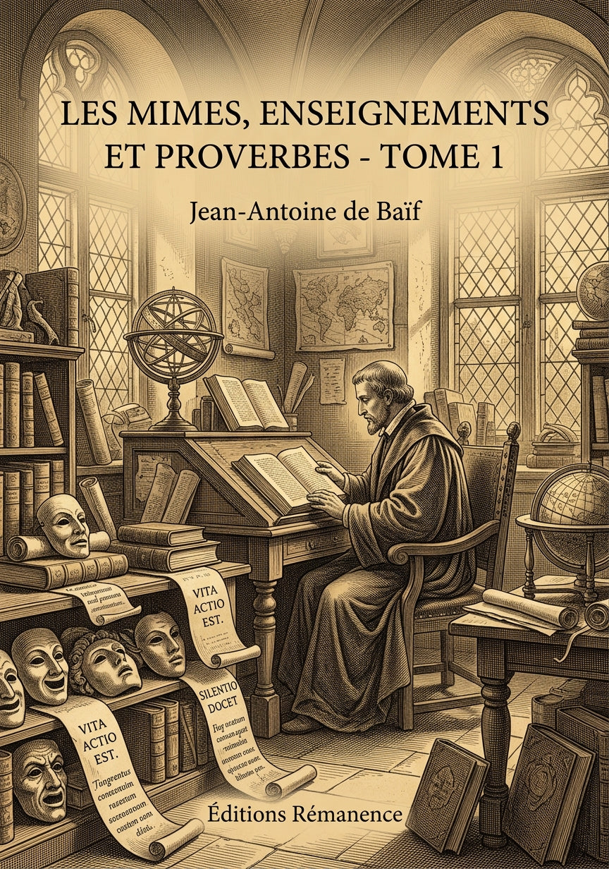 Livre Les Mimes, Enseignements et Proverbes - Tome 2 par Jean-Antoine de Baïf - Couverture - Editions Remanence