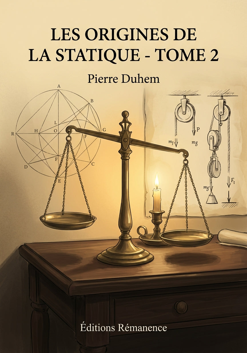 Livre Les Origines de la statique - Tome 2 par Pierre Duhem - Couverture - Editions Remanence