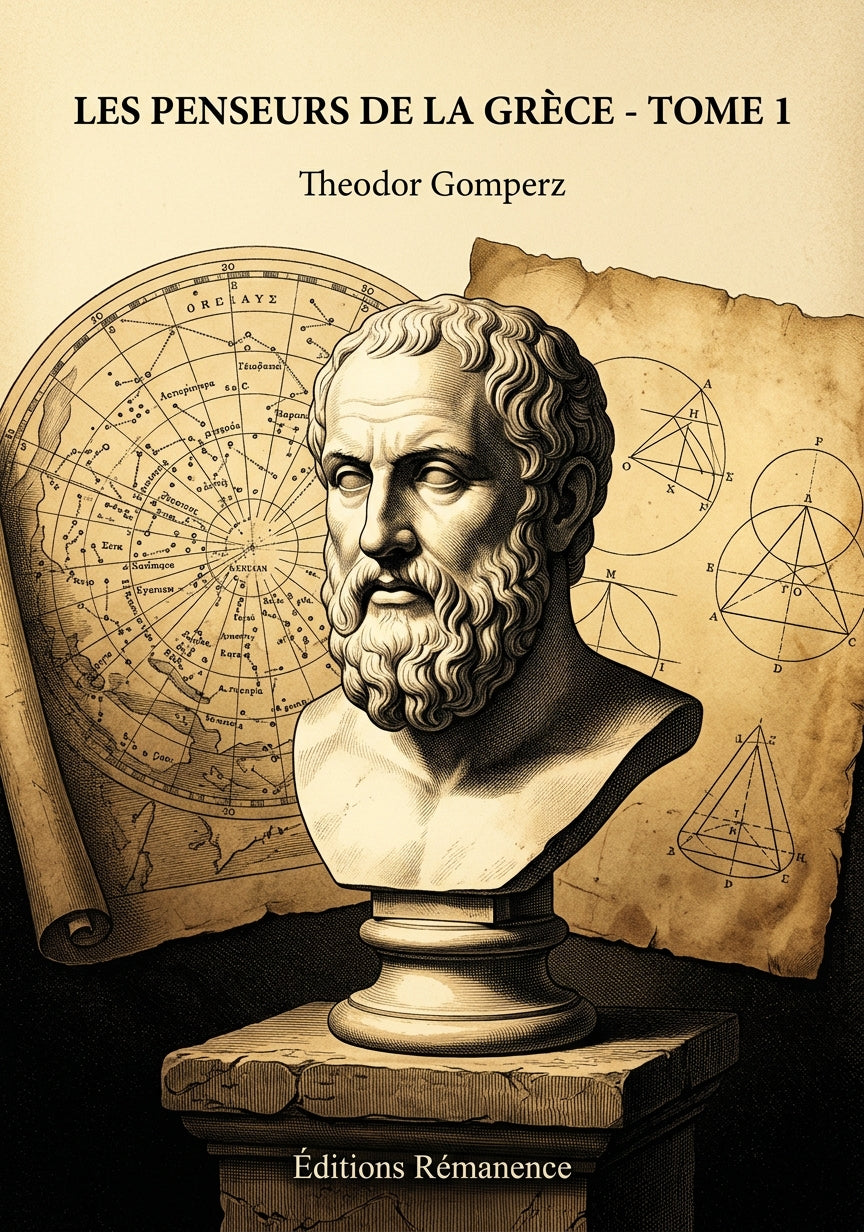 Livre Les Penseurs de la Grèce - Tome 1 par Theodor Gomperz - Couverture - Editions Remanence