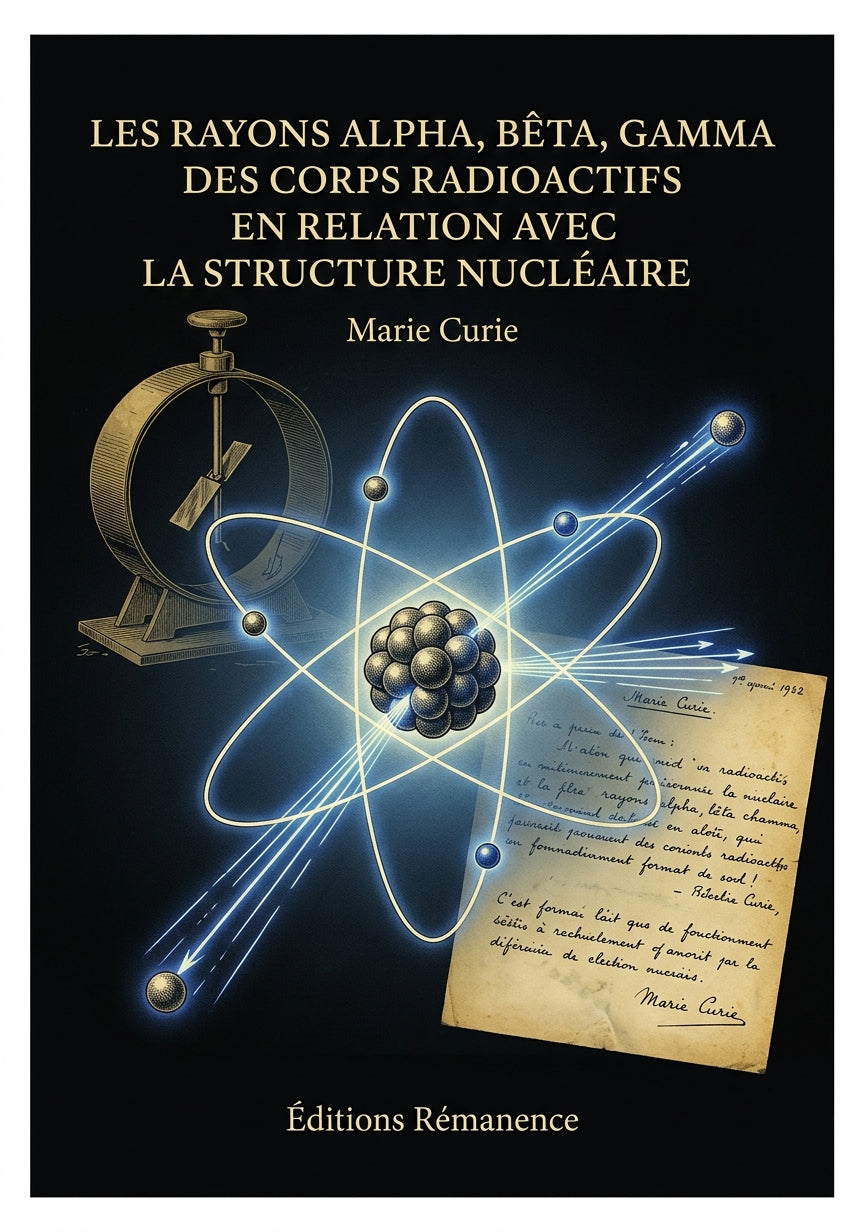 Livre Les Rayons alpha, bêta, gamma des corps radioactifs en relation avec la structure nucléaire par Marie Curie - Couverture - Editions Remanence