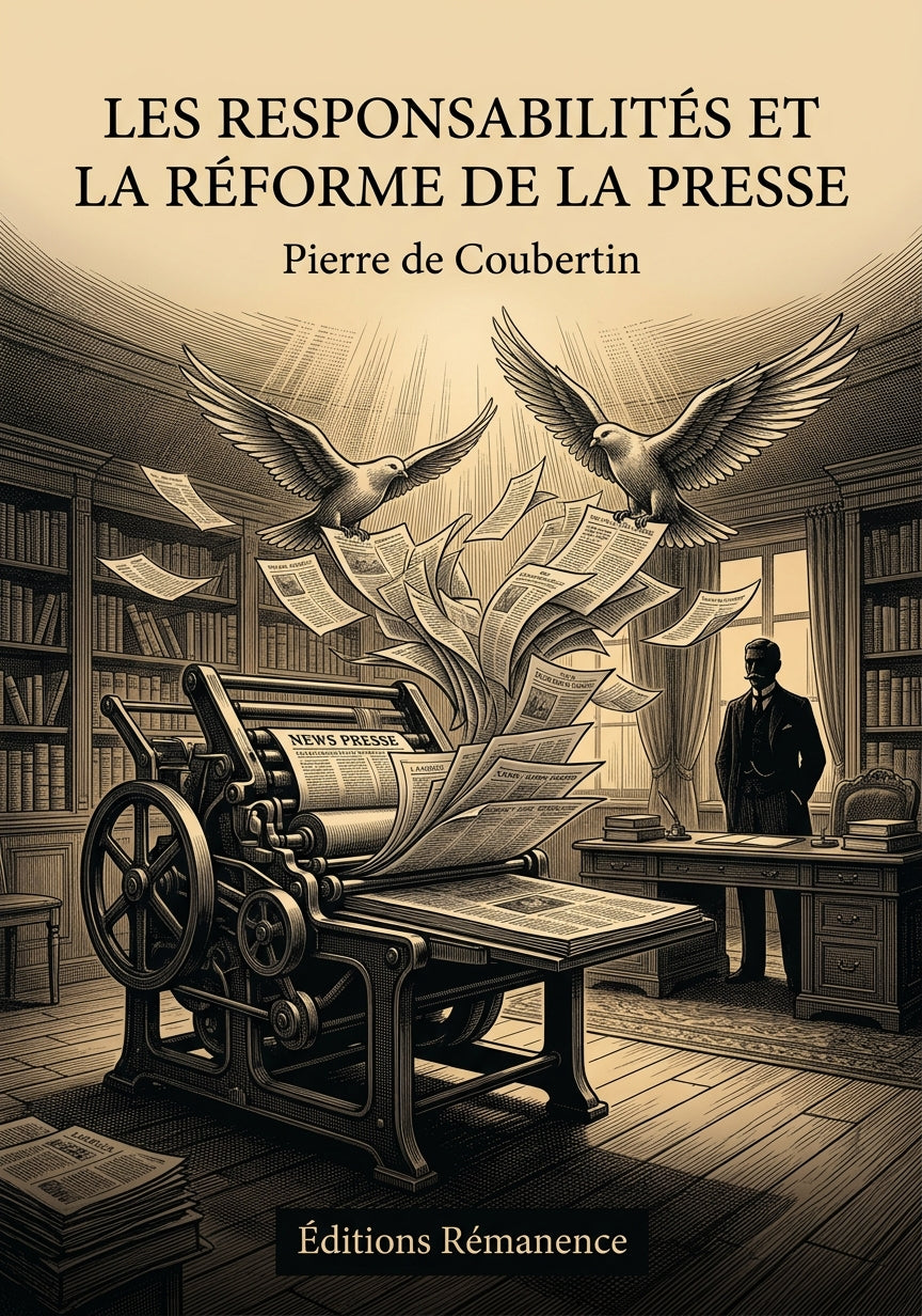 Livre Les Responsabilités et la réforme de la presse par Pierre de Coubertin - Couverture - Editions Remanence