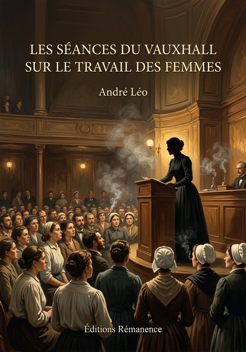 Livre Les Séances du Vauxhall sur le travail des femmes par André Léo - Couverture - Editions Remanence