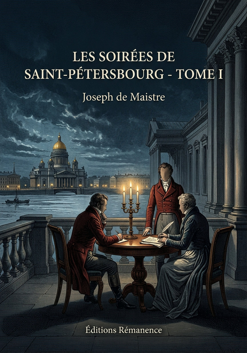 Livre Les Soirées de Saint-Pétersbourg - Tome I par Joseph de Maistre - Couverture - Editions Remanence