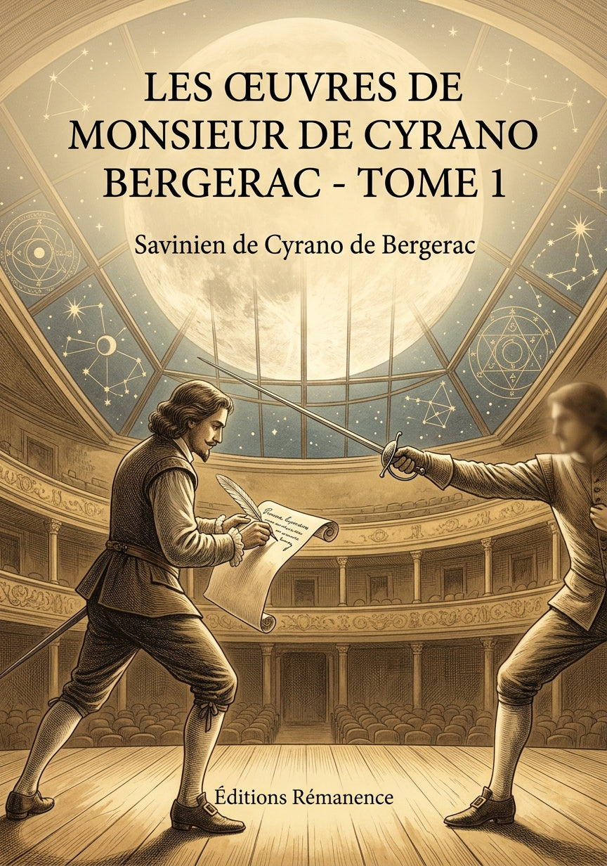 Livre Les Œuvres de Monsieur de Cyrano Bergerac - Tome 1 par Savinien de Cyrano de Bergerac - Couverture - Editions Remanence