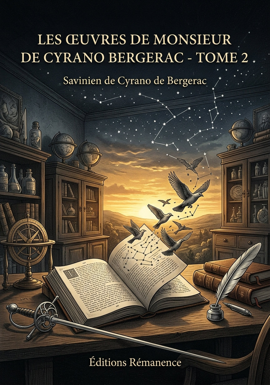 Livre Les Œuvres de Monsieur de Cyrano Bergerac - Tome 2 par Savinien de Cyrano de Bergerac - Couverture - Editions Remanence