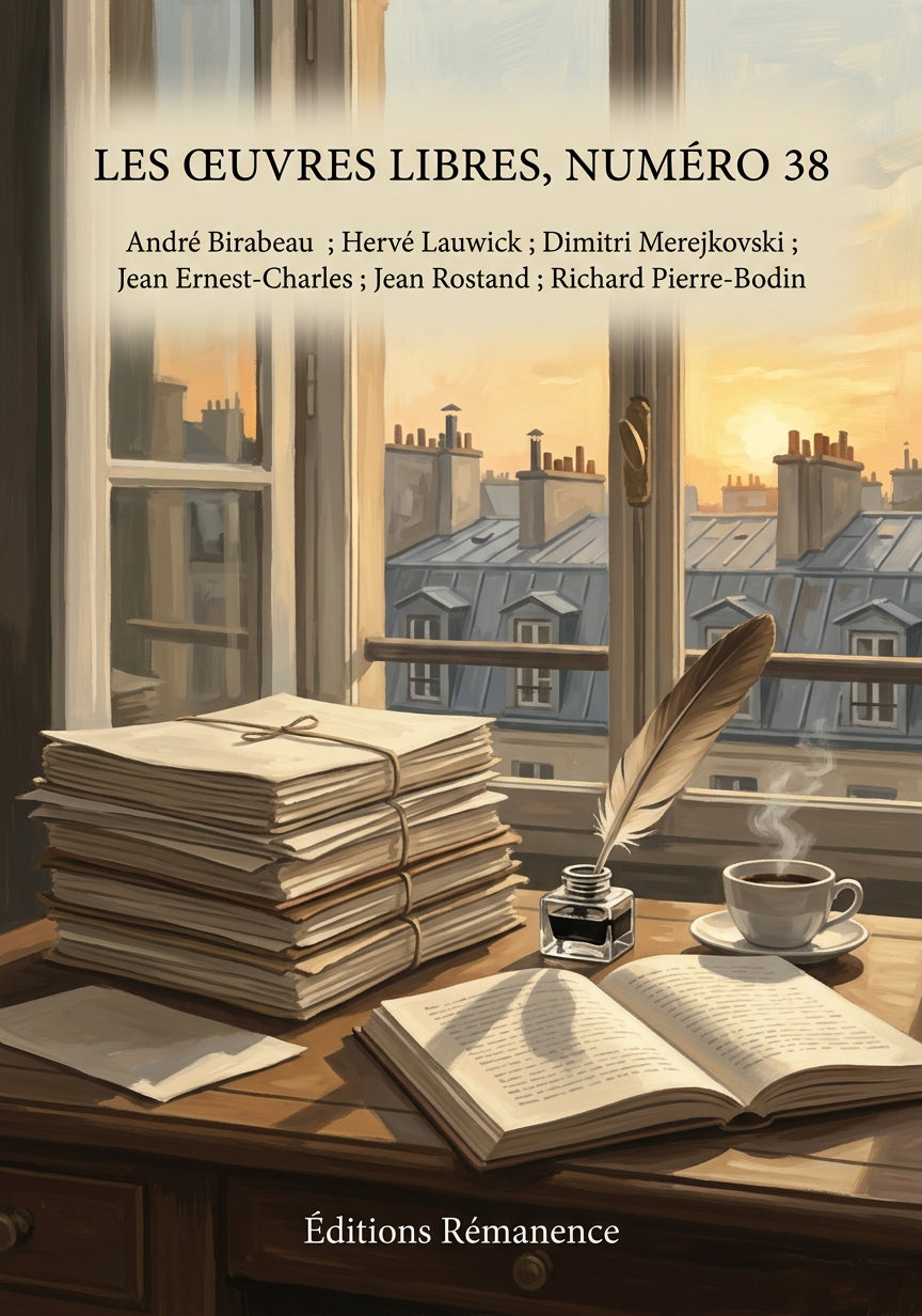 Livre Les Œuvres libres, numéro 38 par André Birabeau ; Hervé Lauwick ; Dimitri Merejkovski ; Jean Ernest-Charles ; Jean Rostand ; Richard Pierre-Bodin - Couverture - Editions Remanence