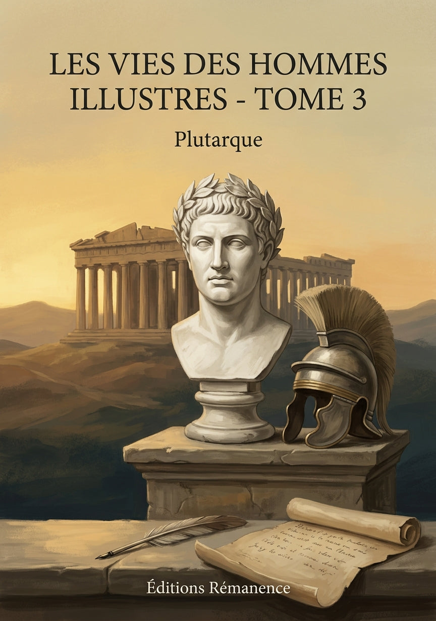 Livre Les Vies des hommes illustres - Tome 3 par Plutarque - Couverture - Editions Remanence