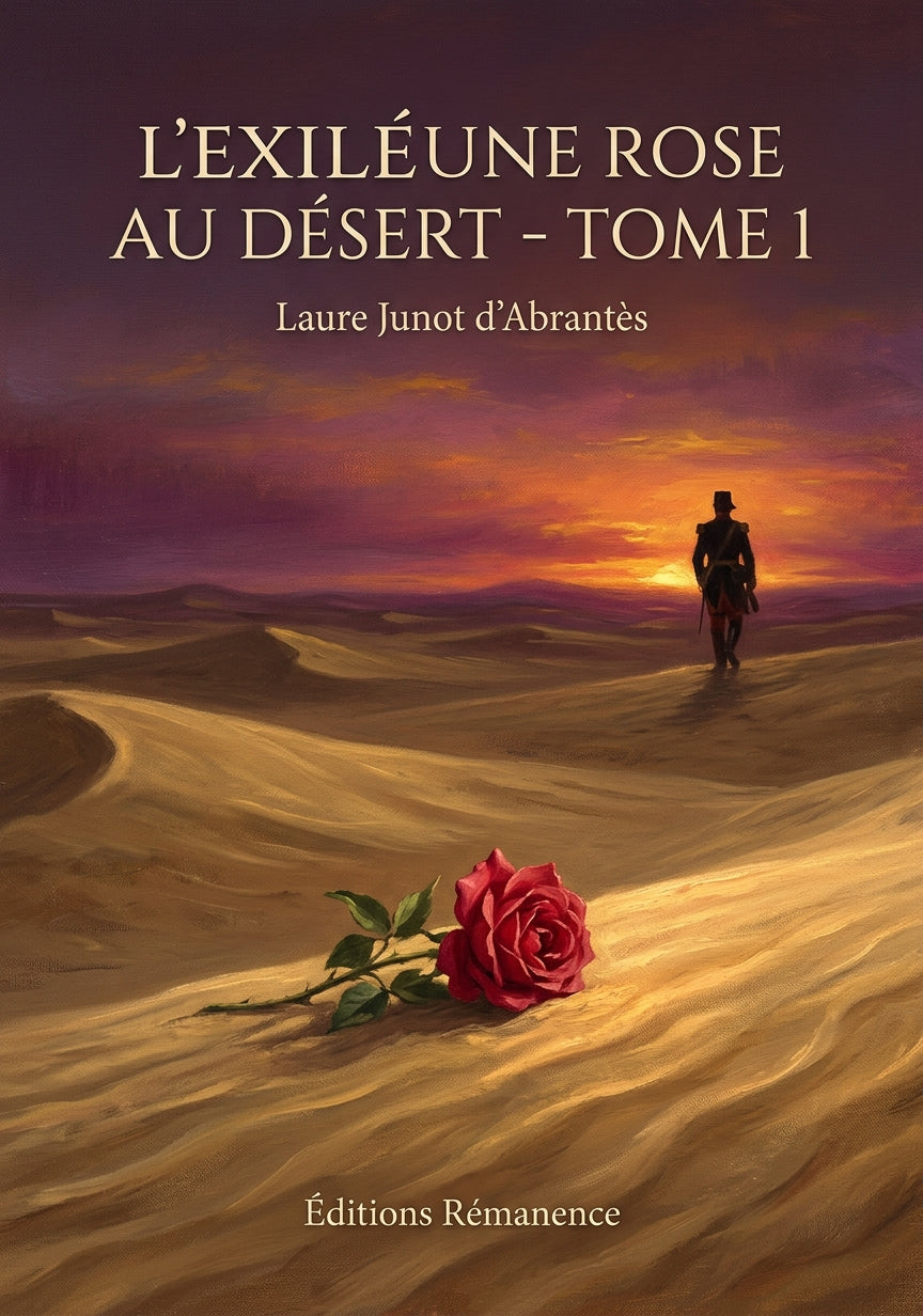Livre L’ExiléUne rose au désert - Tome 1 par Laure Junot d’Abrantès - Couverture - Editions Remanence