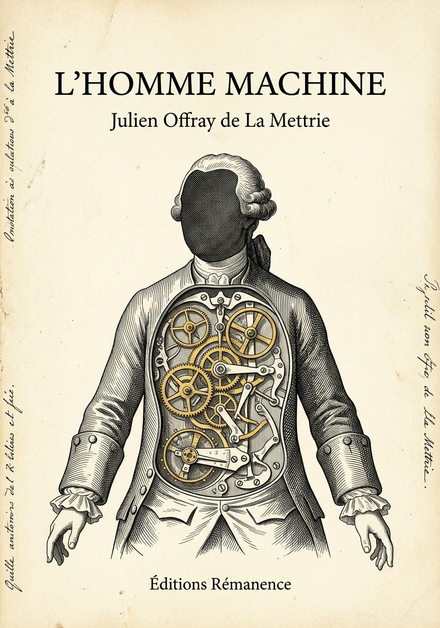 Livre L’Homme machine par Julien Offray de La Mettrie - Couverture - Editions Remanence