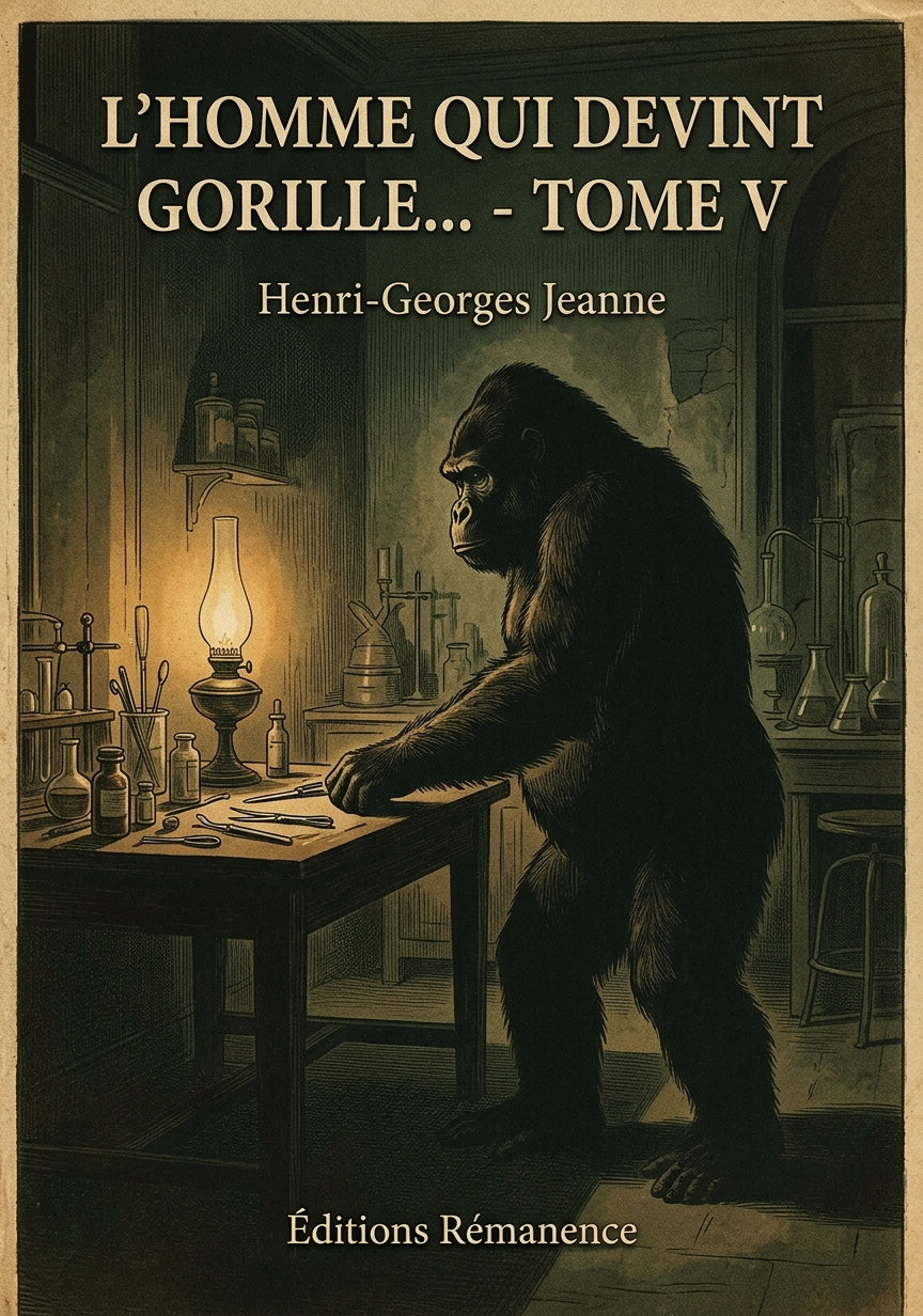 Livre L’Homme qui devint gorille… - Tome V par Henri-Georges Jeanne - Couverture - Editions Remanence