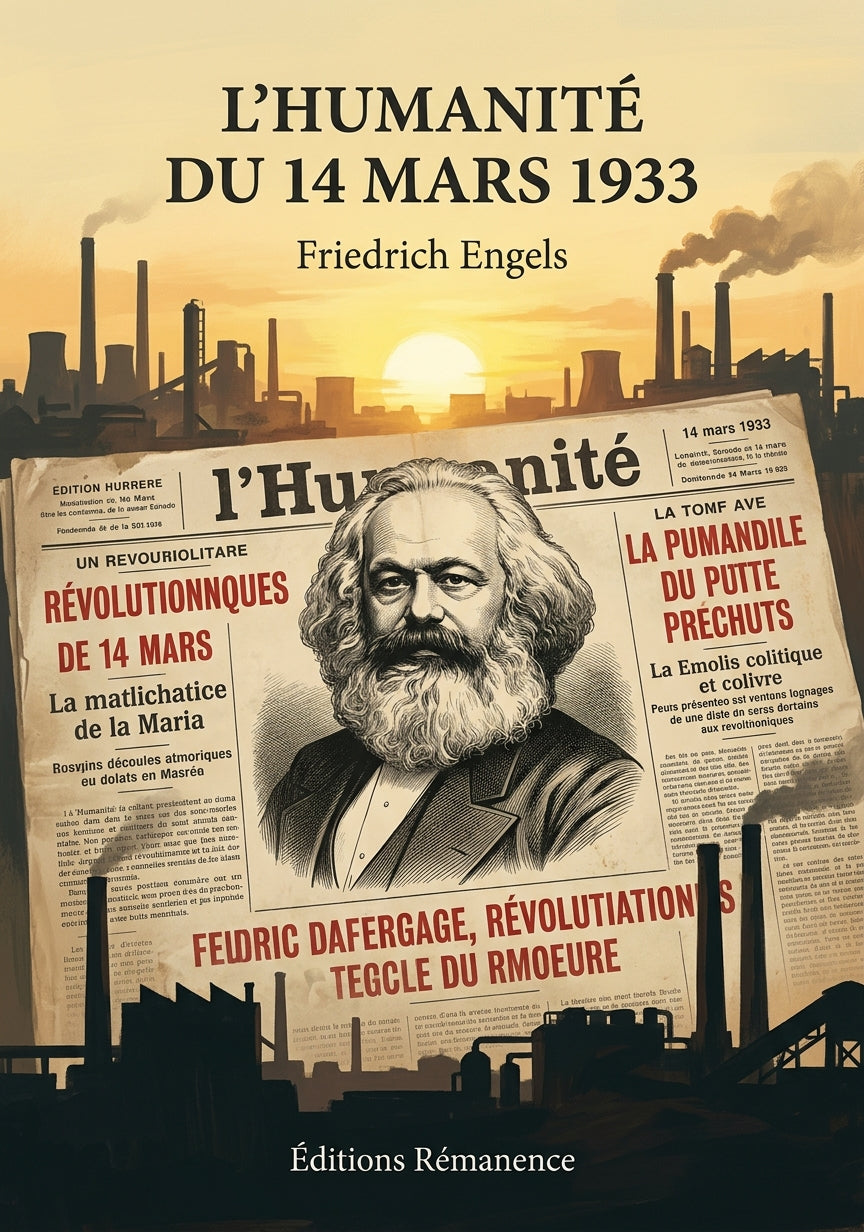 Livre L’Humanité du 14 mars 1933 par Friedrich Engels - Couverture - Editions Remanence