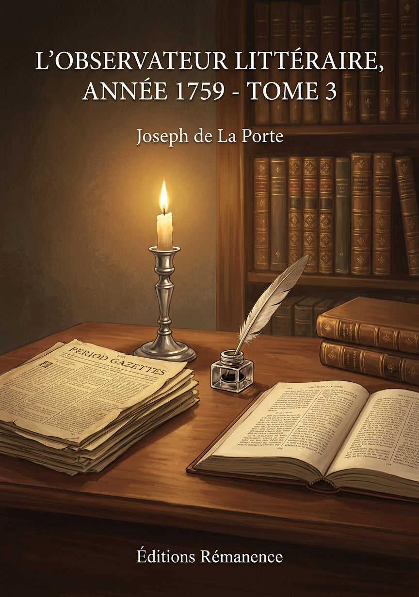 Livre L’Observateur littéraire, année 1759 - Tome 3 par Joseph de La Porte - Couverture - Editions Remanence