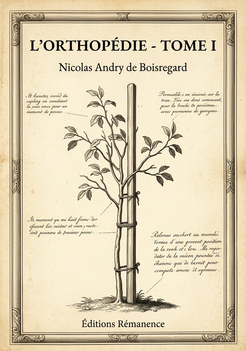 Livre L’Orthopédie - Tome I par Nicolas Andry de Boisregard - Couverture - Editions Remanence