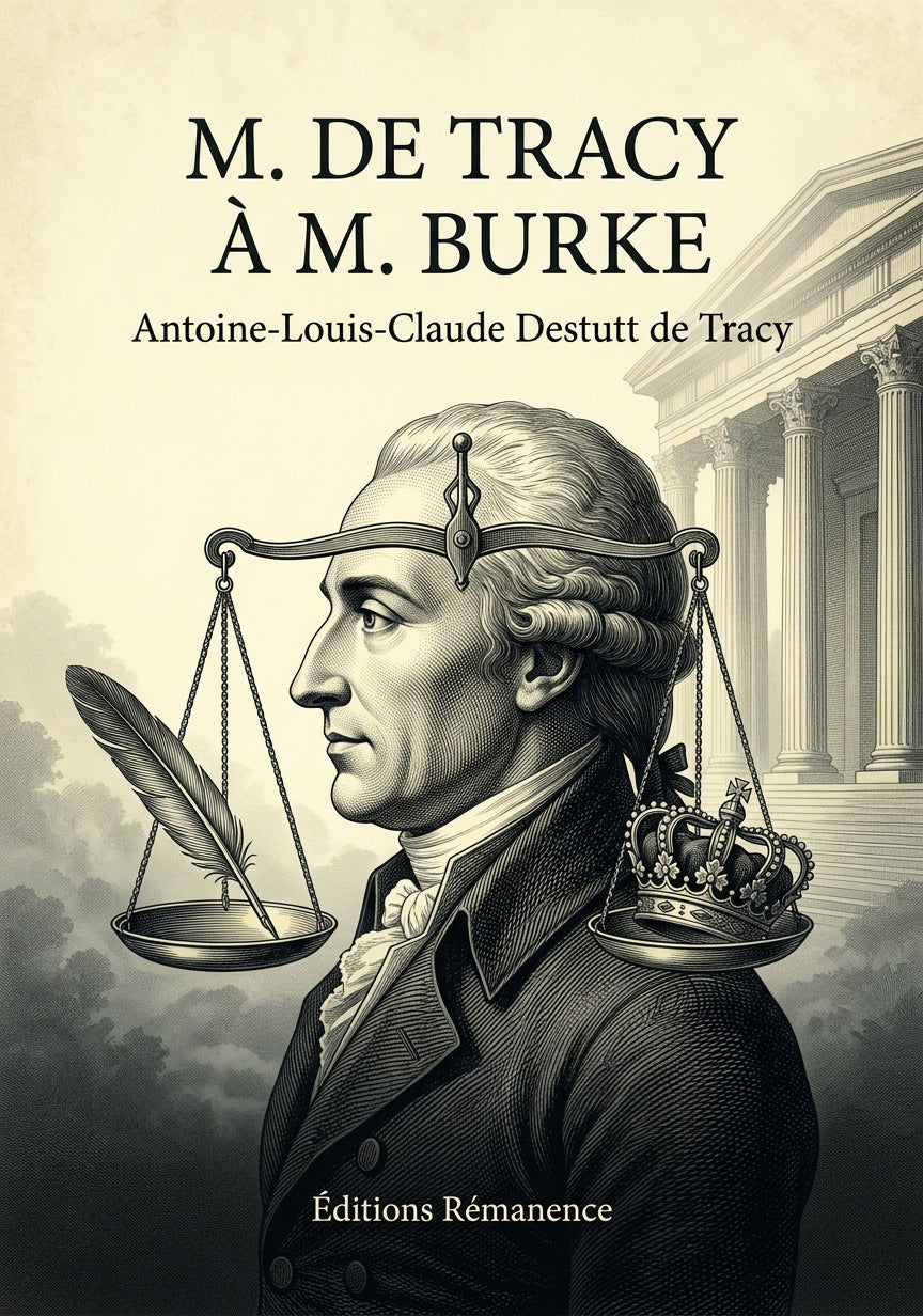 Livre M. de Tracy à M. Burke par Antoine-Louis-Claude Destutt de Tracy - Couverture - Editions Remanence